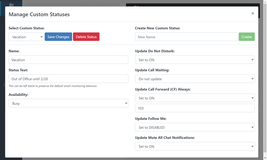 Custom Status Vacation
